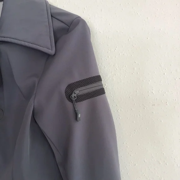 Athleta Women Gray Double Breast Raincoat Trench Coat Collar and Modern Fit - Picture 6 of 12